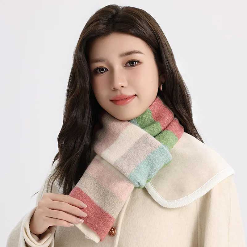 Colorful Rainbow Striped Scarf Men Women Warm Versatile Autumn Winter Student Couple Knit Small Scarf Echarpe Bufandas 4w981 L250928