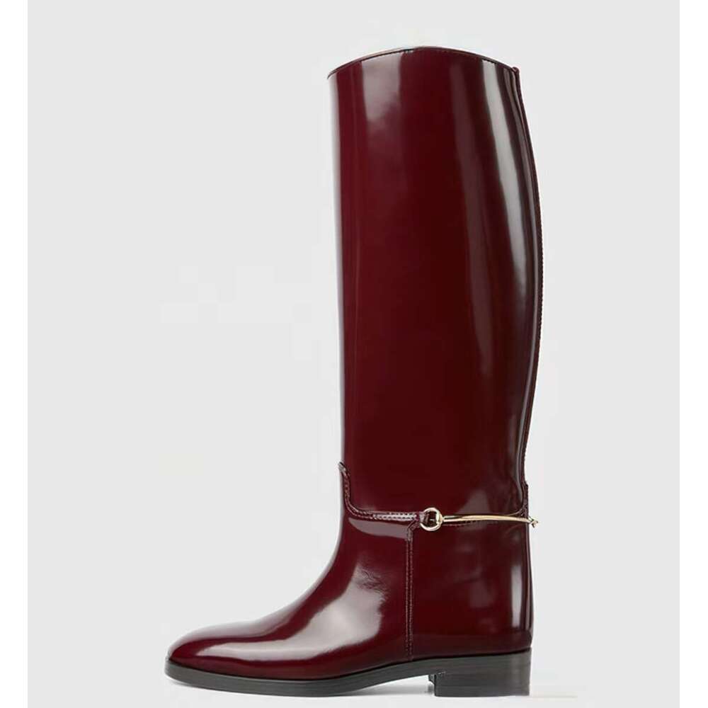 Large Size Low Heel High Round Head Autumn And Winter New Equestrian Knight Show Flat Women s Boots