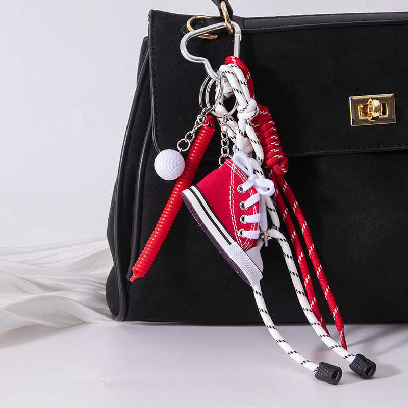 Niche Mini Multicolor Canvas Shoes Sports Woven Bag Pendant Keychain H250928