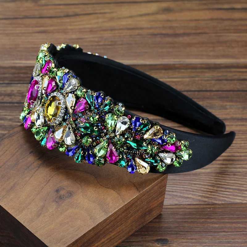 Wide Gorgeous Colorful Crystal Headbands Shiny Diamante Baroque Hairbands For Women Wedding Fashion Hair Jewelry L250928KNA7