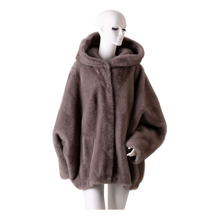 Eco-Friendly Women's Warm Fur Jacket Featuring a Removable Hood & Tied Belt hot-sale products