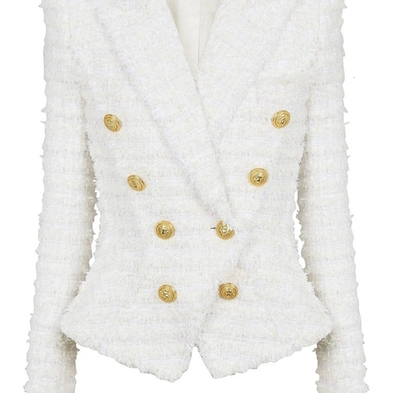 High Streets latest 2024 F/W jacket for womens slim fit tassel ruffled coarse tweed jacket 241011bj