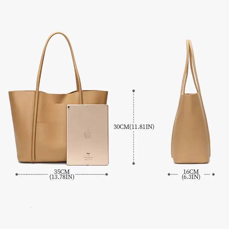 chongsukei Womens Large Tote Bag Cowhide Leather Shoulder Bag for Work Commuter Spacious Office Bag Structured Handbag