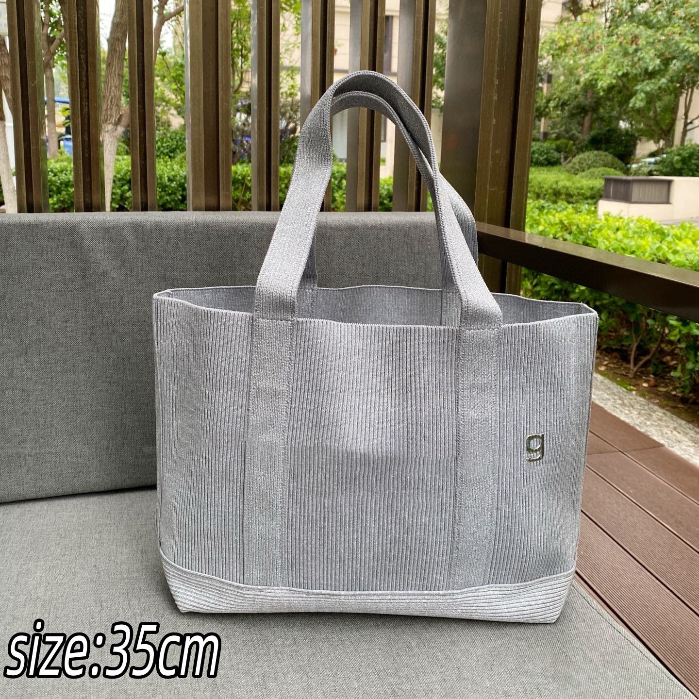 (Order by pic in opt, not by desc) Women's Men's Rib-Knit Tote Bag - Soft Knitted Handbag with Reinforced Handles