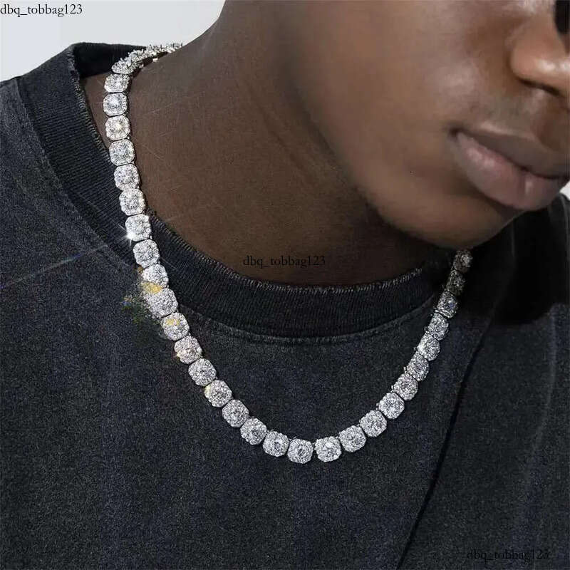 Fire Jewelry 6mm 10mm Sterg Sier d Color Vvs Moissanite Dia Cluster Tennis Chain Necklace for Men Women aaa