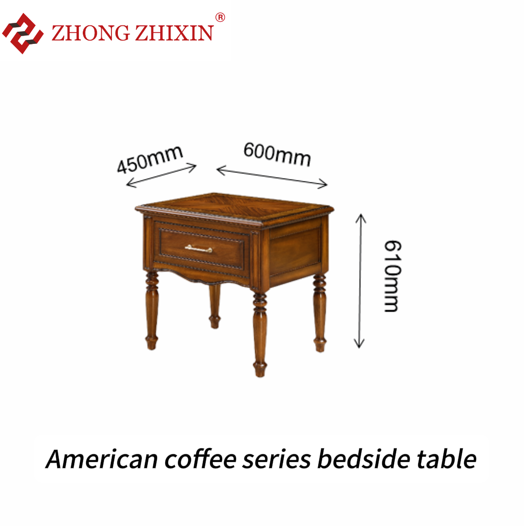 Zhongzhixin King Size Solid Wood Bedroom Set, Luxury American Style - Designer King Bed with Headboard + Nightstands, for Master Bedroom, Dark Brown