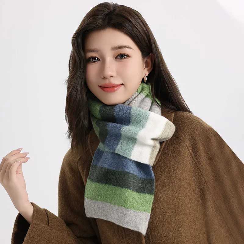 Colorful Rainbow Striped Scarf Men Women Warm Versatile Autumn Winter Student Couple Knit Small Scarf Echarpe Bufandas 4w981 L250928