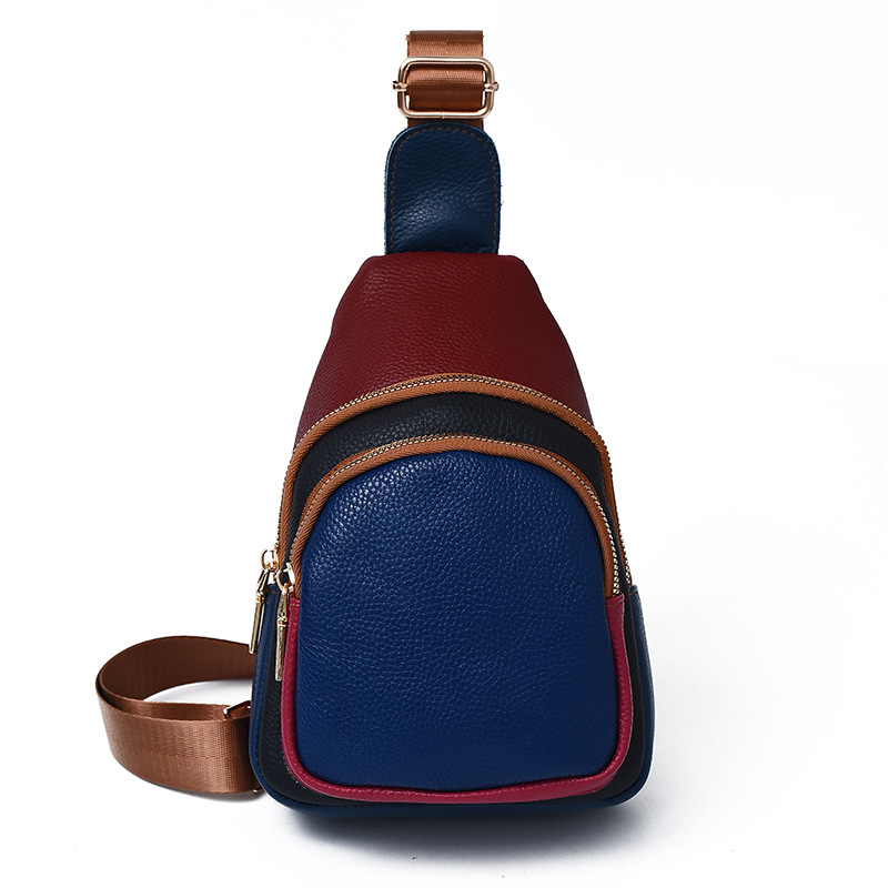 Free shipping new trendy contrasting color top layer cowhide single room crossbody bag for women, fashionable and versatile women, genuine leather che