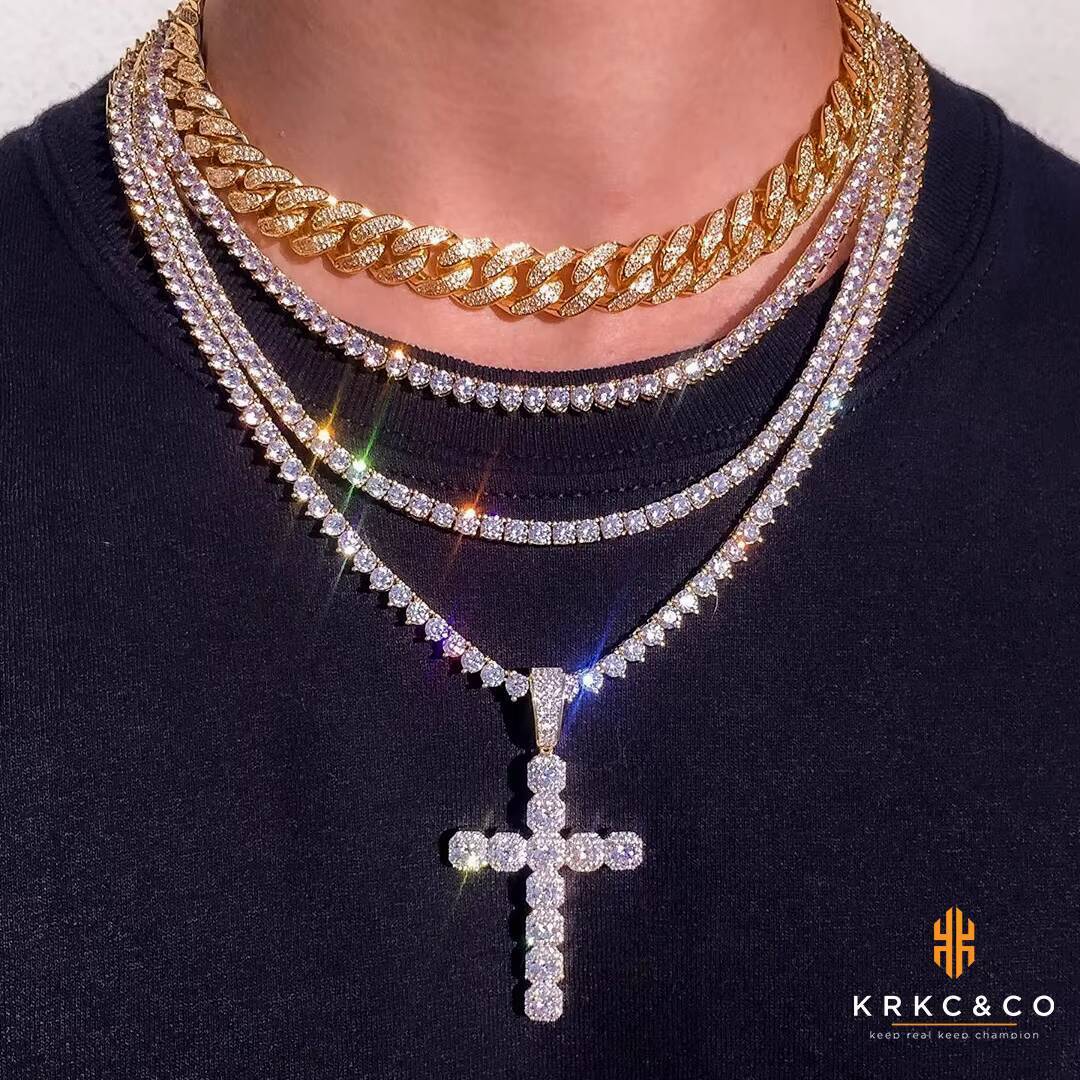 Wholesale 14K 18K VVS Moissanite Diamond Tennis Chain 3mm 4mm 5mm 925 Sterling Silver Men Women Fine Jewelry Bracelet Necklace