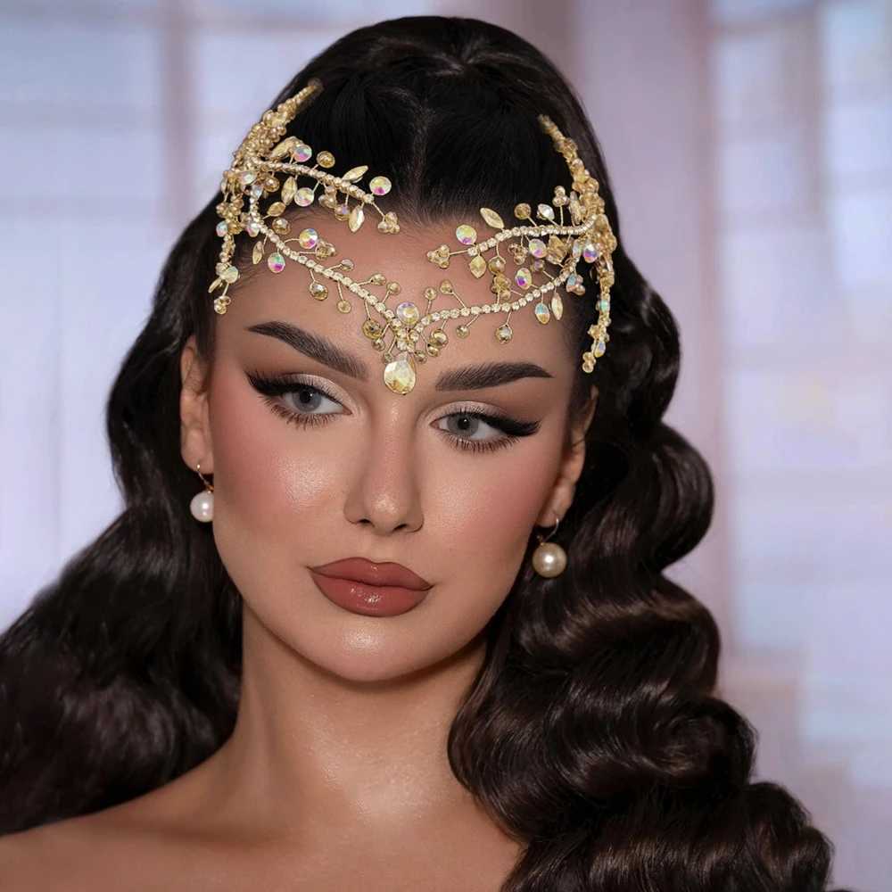 DZ215 Bling Indian Pendant Forehead Chain Jewelry Tiara Headpiece Bridal Headdress Crystal Wedding Headwear cessories Gift L250928H2KW