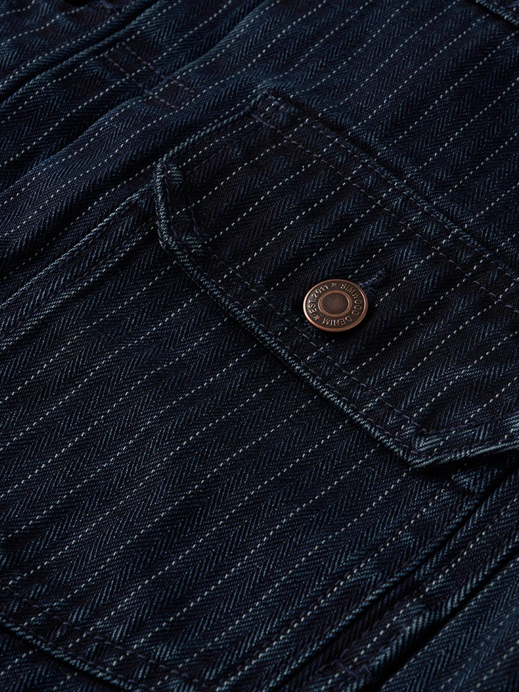 High Standard 2025 Autumn Oversize 135oz Heavyweight Denim Jackets Men Vertical Striped Indigo Coats 250917Z