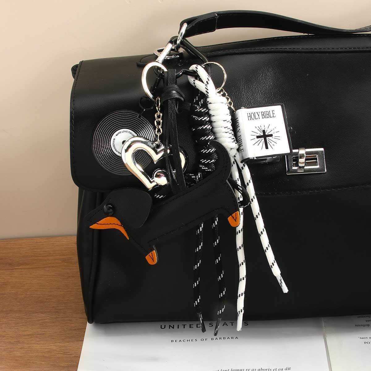 Pu Dachshund Pendant Small Book Tennis Ball Bag Pendant Keychain H250928