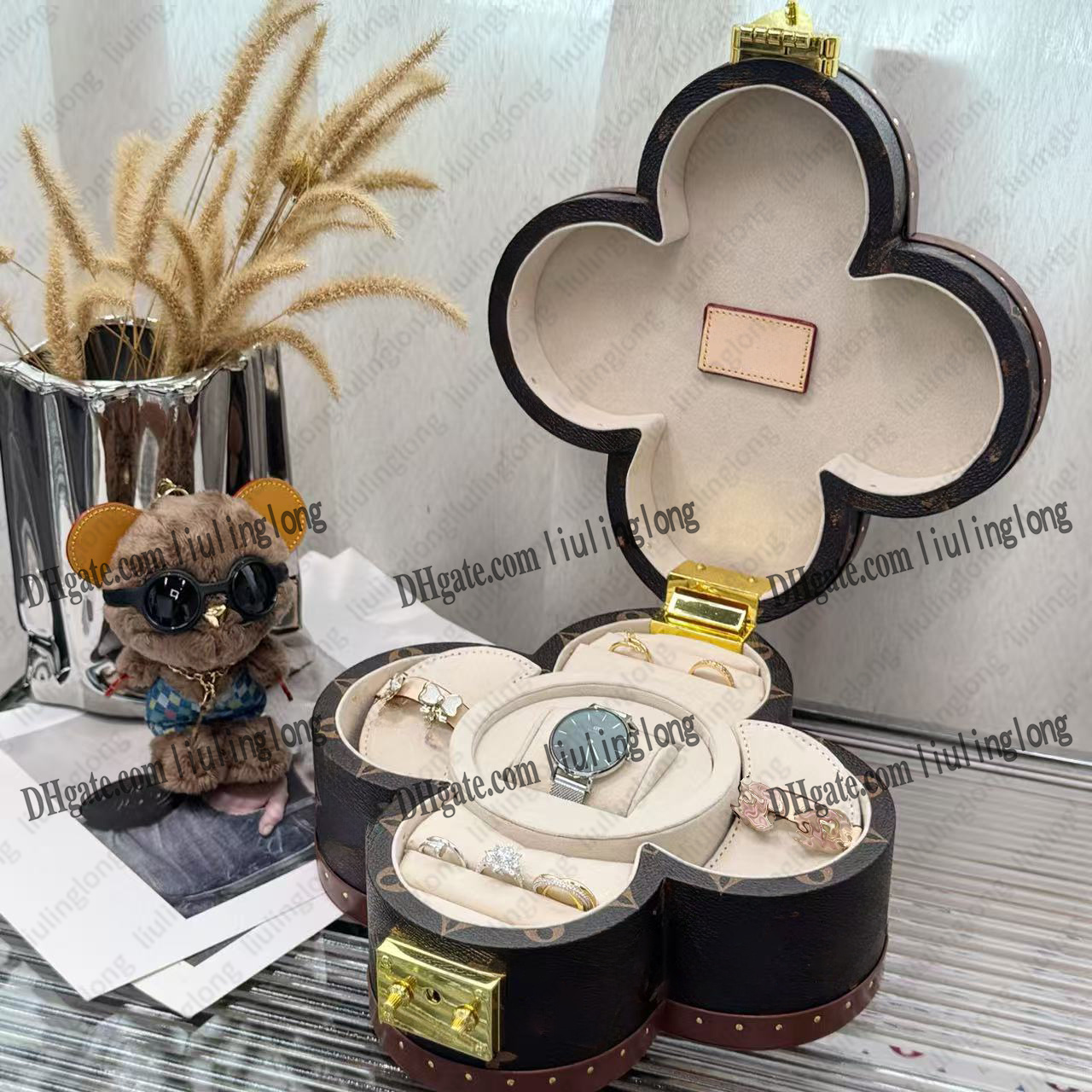 Flower Trinket case blooming box storing jewelry ring slots designer blossom box accessories jewelry ring storage luxury jewelry box storage box Z251024