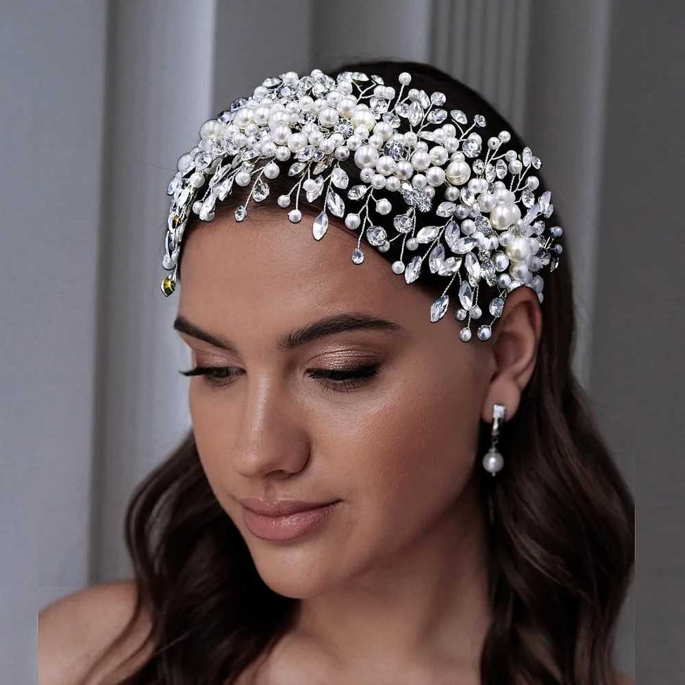 Pearl and Rhinestone Bridal Headpiece Wedding Headband L250928YNN3