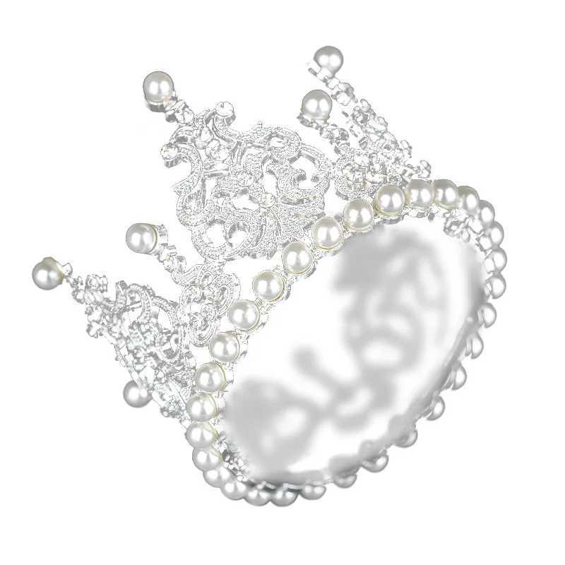 Round Silver Crown Wedding Birthday Party Hair Jewelry Diadem Headpiece Color Pearl Little Kids Tiaras Girls cessories SL L25092838WY