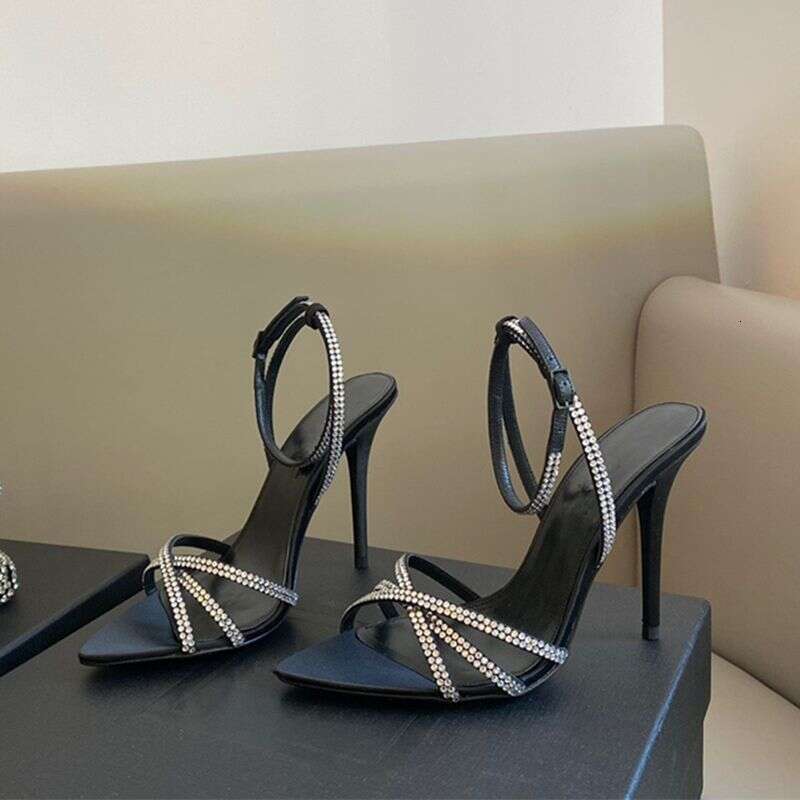 2025 New Fashionable Super Fairy Style Sexy Rhinestone Thin Designer Shoe Strap High heel Sandals for Going Out