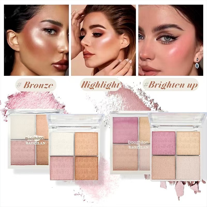 Highlighter Contour Palette Makeup 3D Bronzer Matte Contour Powder Rose Blush Highgloss Palette Cosmetics 240627