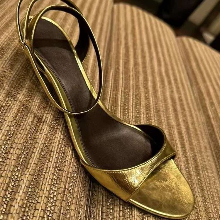 Cowhide Version French Niche Cat heel Strap Open Toe Sandals for Women 2025 New High heheels Slippers