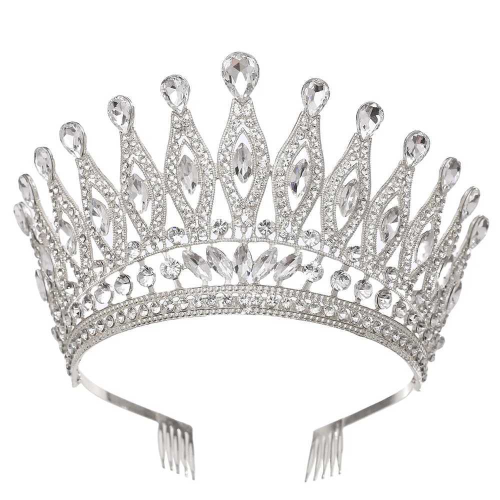 KMVEXO Baroque Queen Large Crystal AB Tiaras Crowns For Bridal Women Girls Wedding Diadem Comb Princess Party Hair Dress Jewelry L250928BLVR