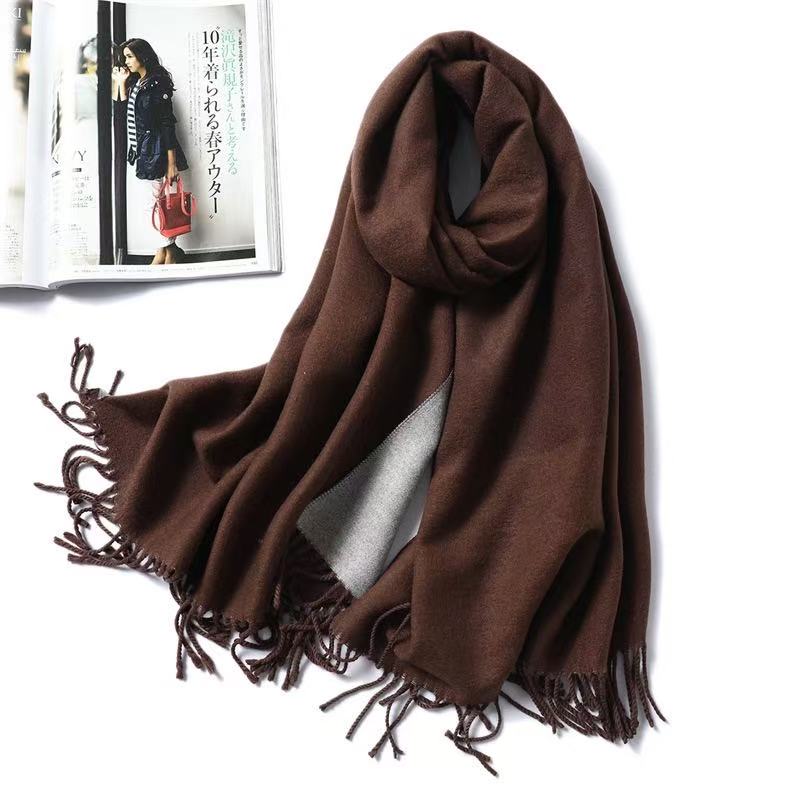 T1891 Solid Color Cashmere Scarf, Thick and Warm for Winter, Double-Sided Shawl