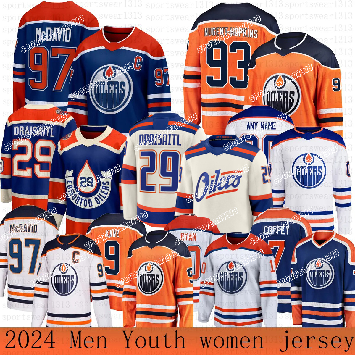 #97 McDavids jersey Oilers Jersey #29 Leon Draisaitl jersey #99 Wayne Gretzky Evander Kane Jersey Zach Hyman Viktor Arvidsson Skinner edmonton hockey jerseys