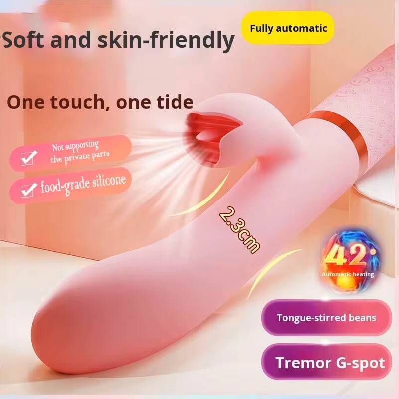 Womens SelfStimulating Tongue Licking Telescopic Vibrator Silent Heating Cunnilingus Sex Toy for Women