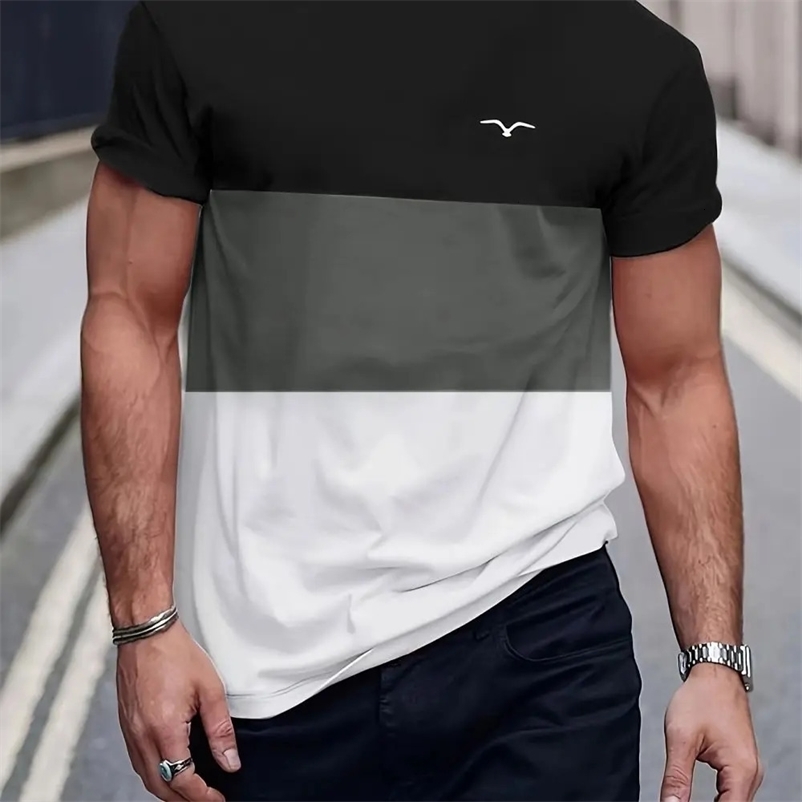 Casual Striped T Shirt For Mens Short Sleeve Tops Oversized TShirts ONeck Pullover Street Shirts Tee Summer Apparel 240301