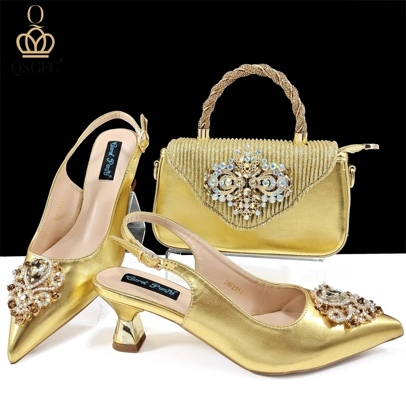QSGFC Italian Rhinestone Decorative Womens Party Shoes and Special Bags High Heels and Dual Use Bags Womens Shoes 241011
