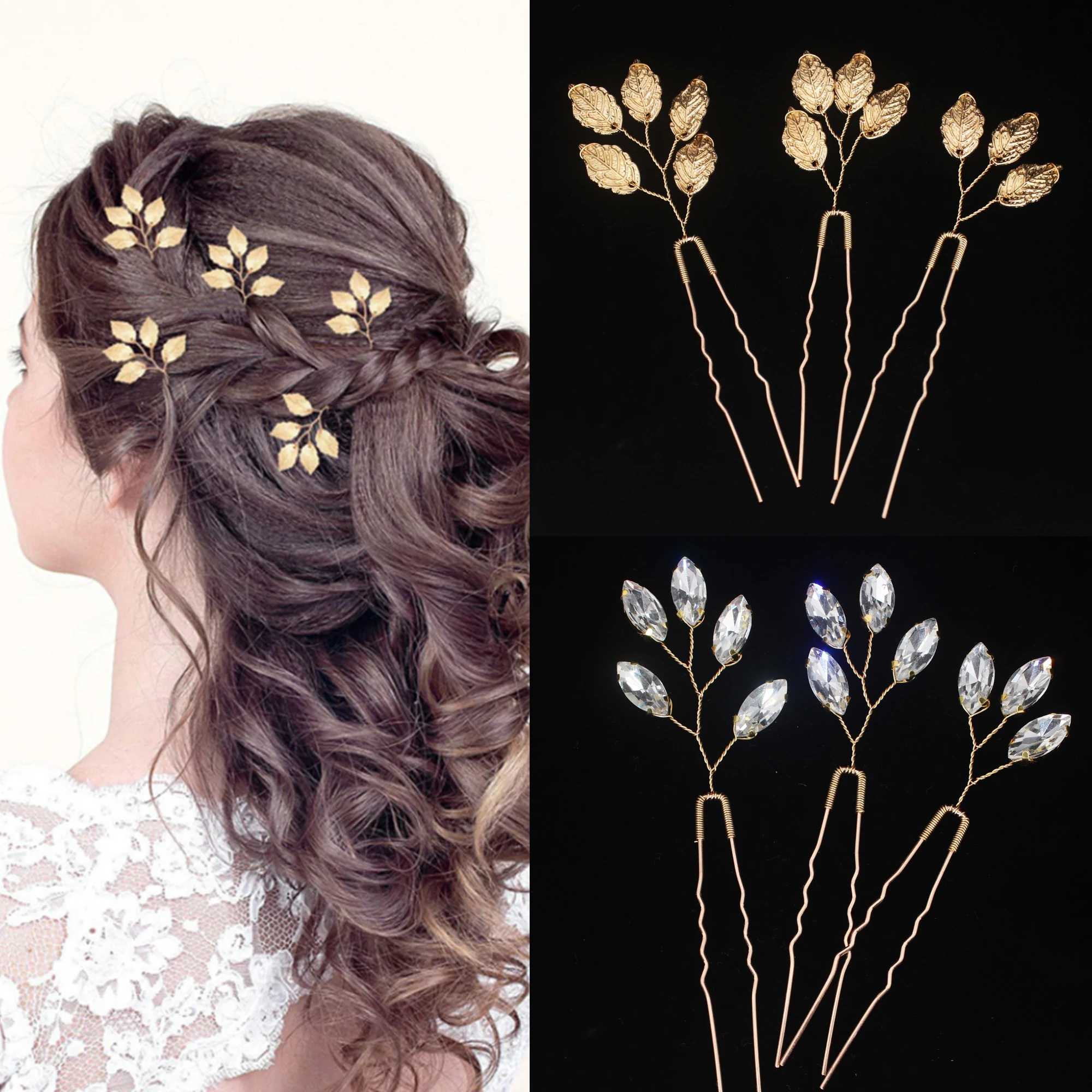 3PCS Wedding U Shape Hair Clips Bridal Headpiece Gold Color Hairpins Pearl Women Hair cessories Bridal Headdress Jewelry Gift L250928II4B