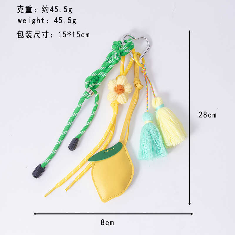 Pu Leather Lemon Fruit Pendant Keychain Creative Small Woven Minimalist Bag Pendant H250928