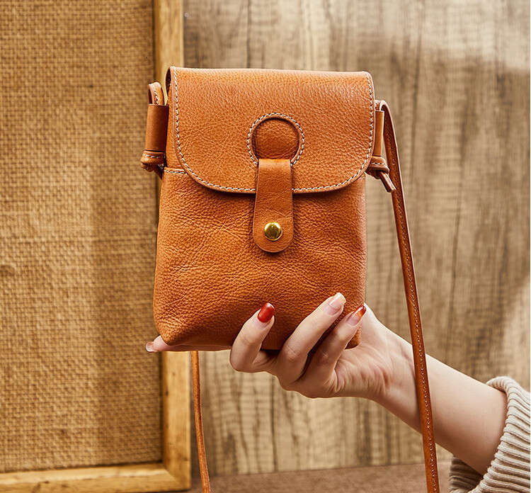 Nasman Top Layer Cowhide Phone 2024 Spring Summer New Elegant Shoulder Crossbody Small Bag