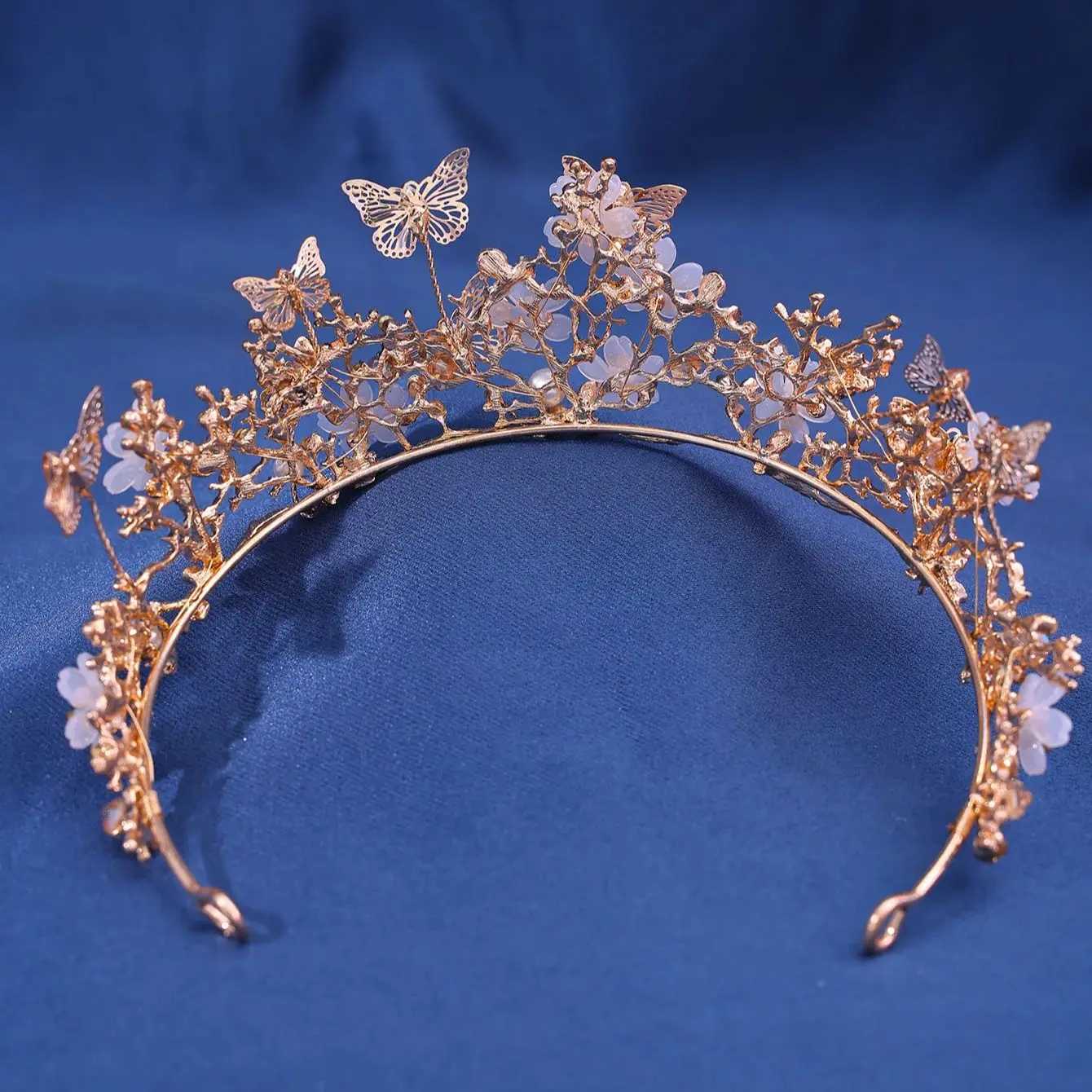 Exquisite Butterflies Floral Crown Handmade Rhinestone Princess Pageant Crowns Wedding Hair cessories Bridal Tiaras Jewelry L2509286K4S