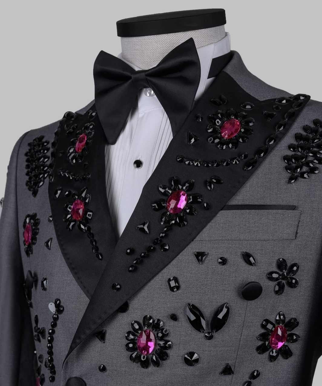 Exquisite Wedding Groom Tuxedos 1 Piece Jacket Handmade Beading Crystal Slim Fit Men's Suits Blazers Party Special Occasions Customized