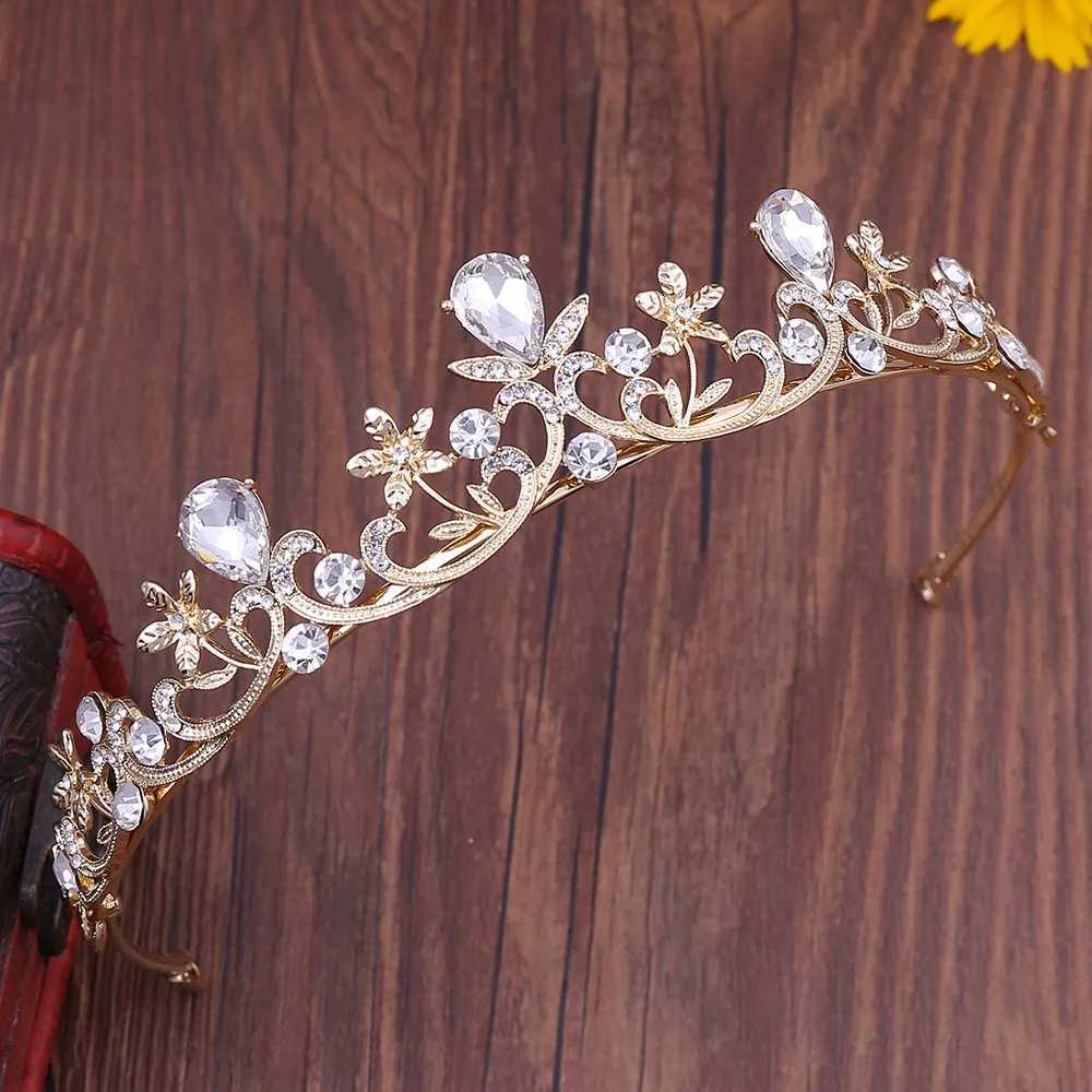 Gold Color Crystal Rhinestone Crown and Tiara Wedding Hair Jewelry cessories For Women Bridal Tiaras Headpiece Girls Headbands L2509281R5S