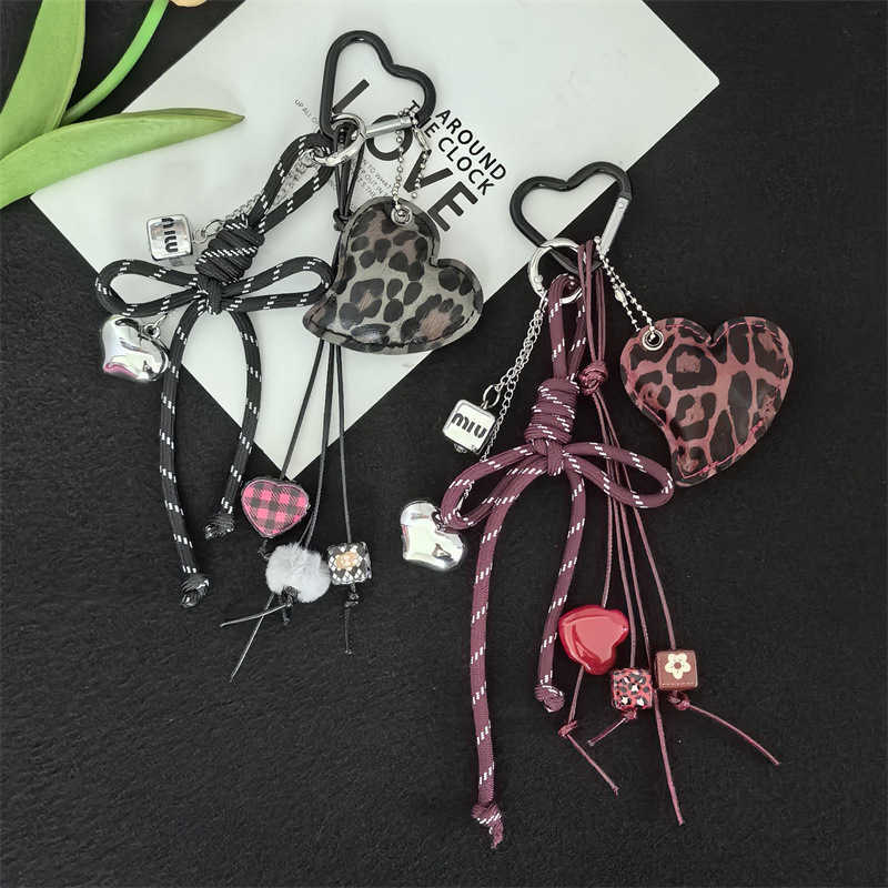 Butterfly Knot Mini Bag Accessories Keychain Pendant Cotton Filled Leopard Print Leather Accessories H250928