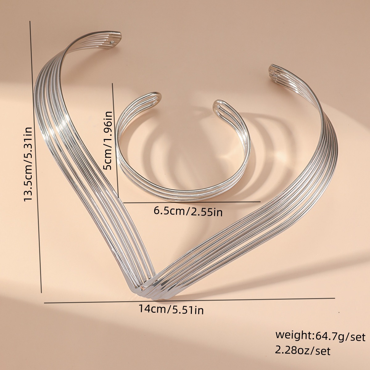 Punk Style Necklace & Bracelet Set | Multi-Layer Open Collar Choker | Vintage Distressed Stacking Jewelry for Women