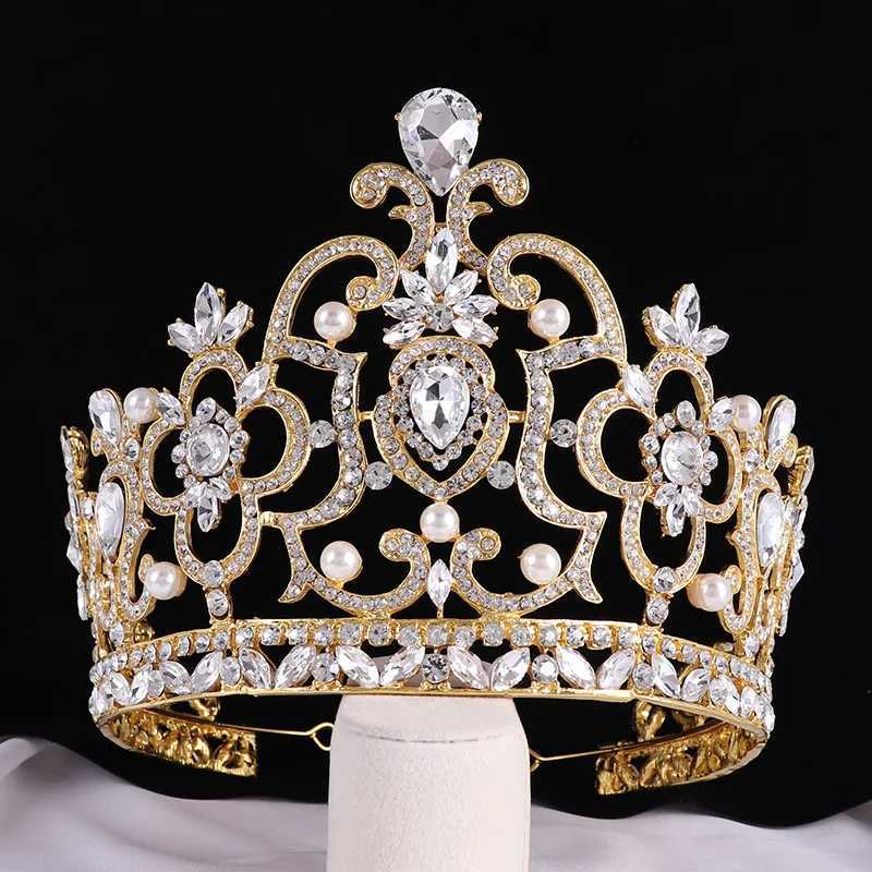 Fashion Wedding Big Crown Bridal Hair cessories Vintage Big Rhinestone Headbands Romantic Crown Tiaras Party Decoration L2509282SUN