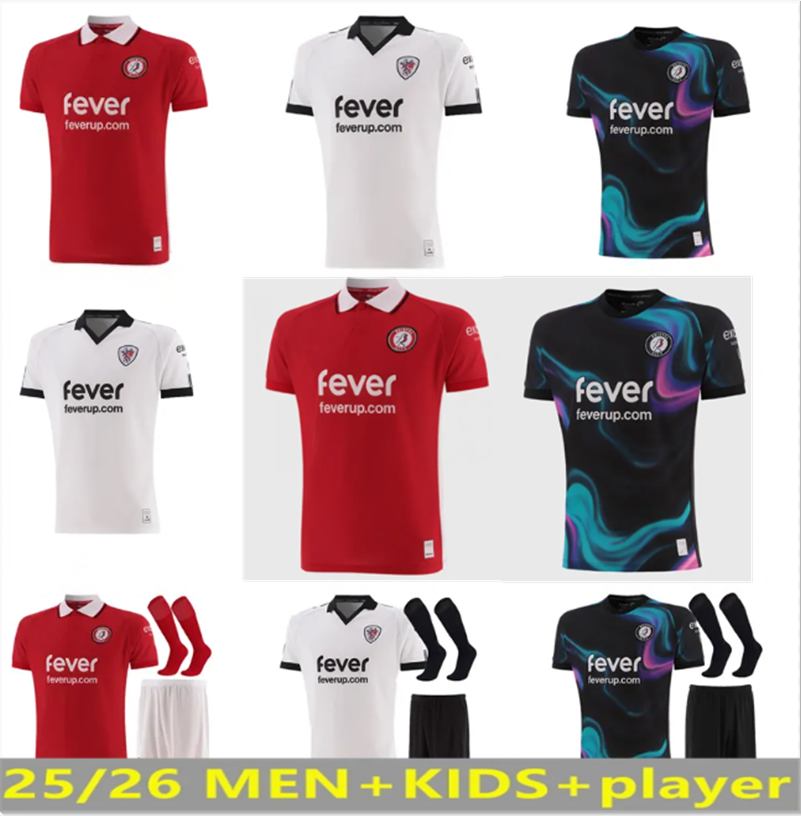 25 26 Bristol Citys soccer jerseys 2025 2026 Home Red Away Weimann MARTIN WELLS WEIMANN Men kids kits full sets camisetas de futbol football shirts S-4XL