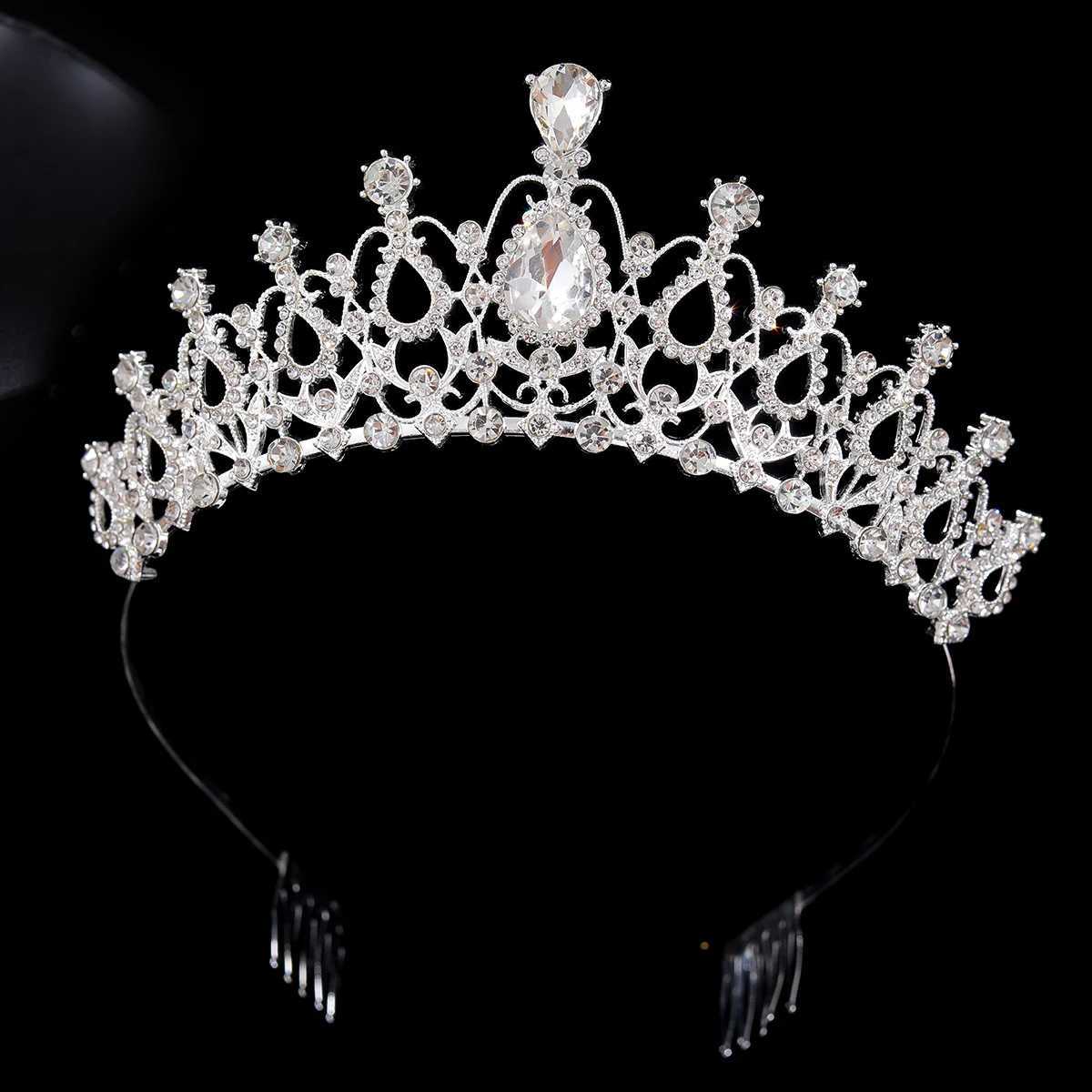 Fashion Silver Color Crystal Rhinestone Tiaras And Crowns With Combs For Girls Princess Wedding Hair cessories L250928X6IH
