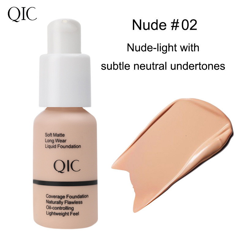 QIC Liquid Foundation Beauty Concealer Waterproof Invisible Pore Liquid Foundation Brighten Waterproof Full Coverage Professional Matte Base Make Up 2