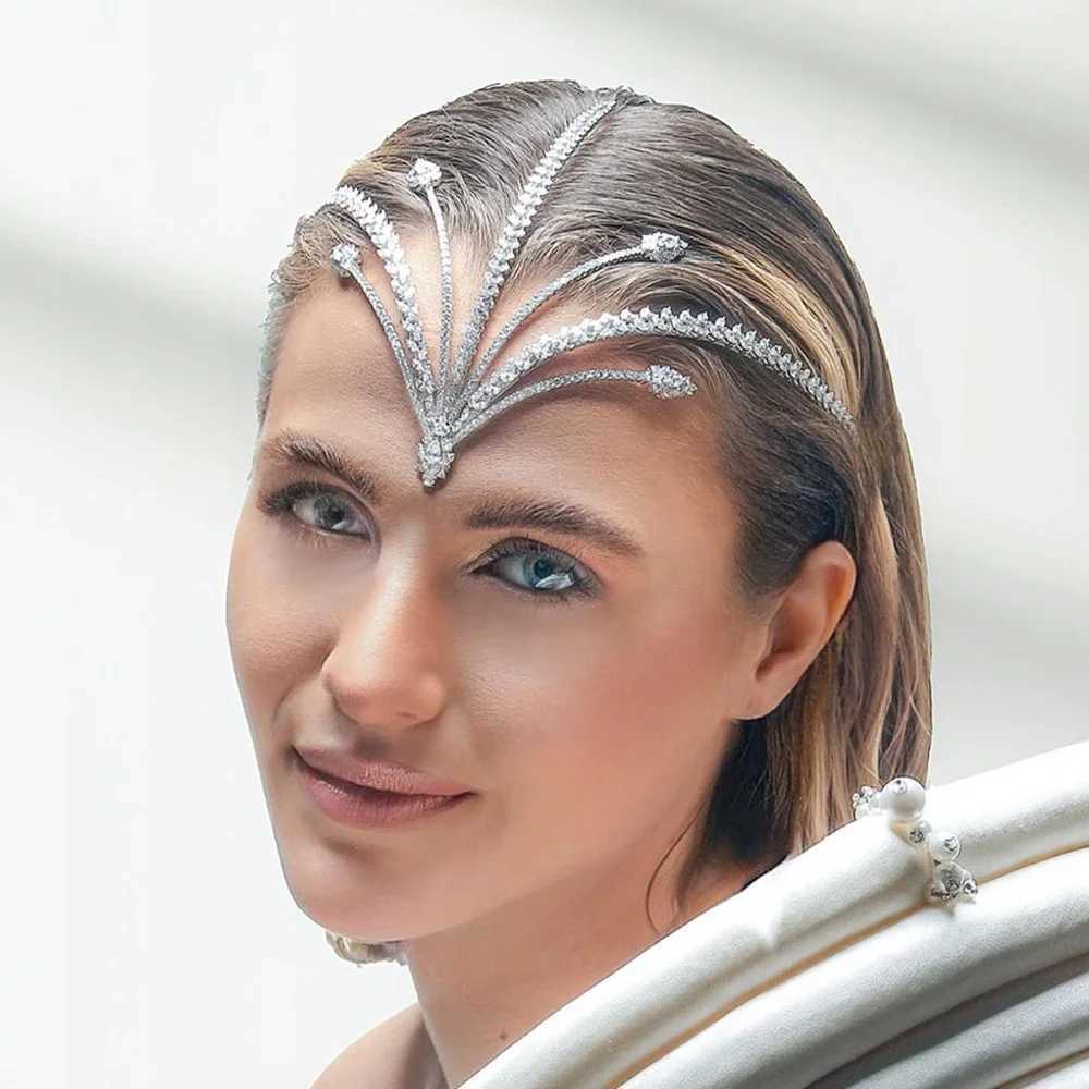 StoneFans Zircon Forehead V Shape Headpiece Bridal Headband Tiara for Women Indian Wedding Jewellry Gift Girl cesories Gifts L250928O0N9