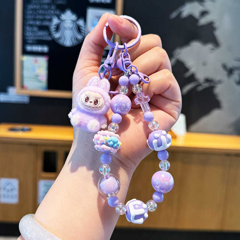 Creative Doll Beaded Chain Keychain for Women Backpack Pendant Couple Car Keychain Gift H250928