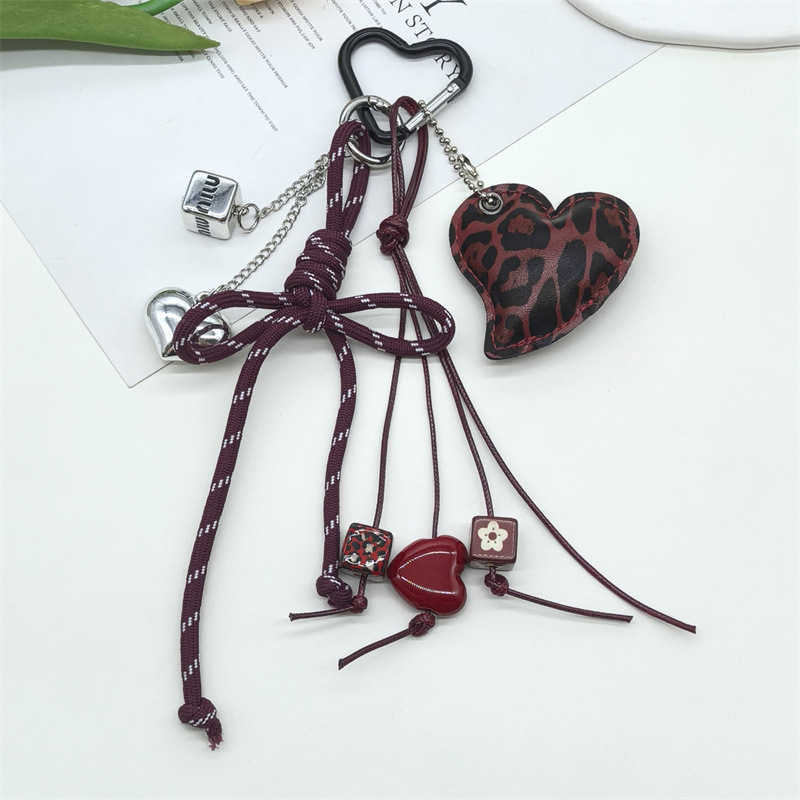 Butterfly Knot Mini Bag Accessories Keychain Pendant Cotton Filled Leopard Print Leather Accessories H250928