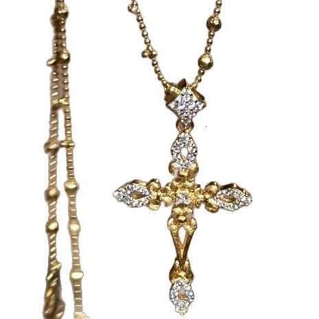 Necklace Designer Luxury jewelry for women Brushed Cross Pendant Choker Zircon Copper plated with 18K gold Vintage Unique Fashion High-end Festival Va