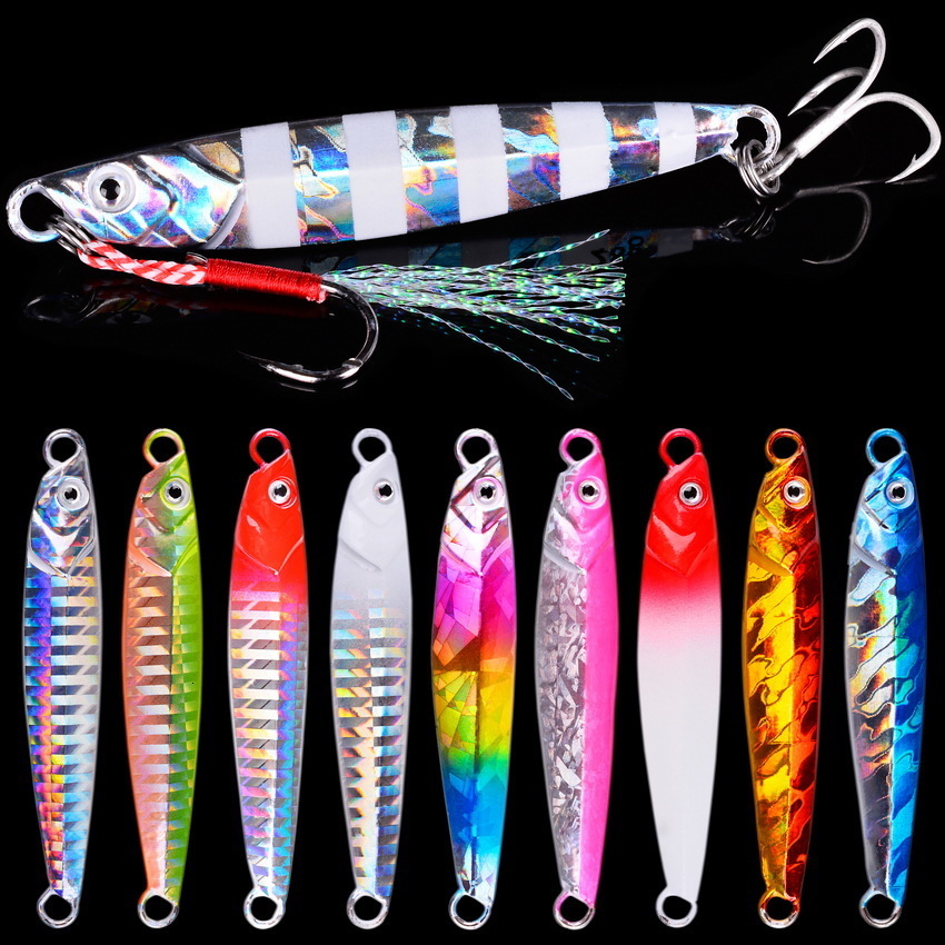 10PCS Casting Metal Jigs Fishing Lures Set 7G-40G Shore Cast Jigging Spoon Jig Sea Fishing Lures Jigging Artificial Bait Tackle 240315