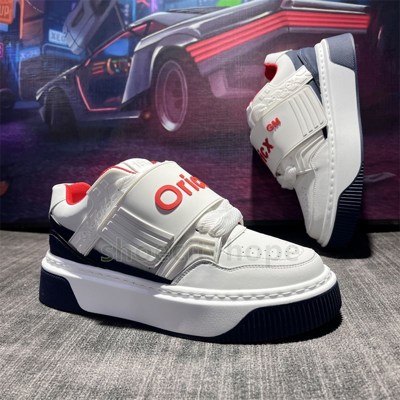 designer shoes white leather platform sneakers easy-on velcro closure versatile trainers casual breathable non-slip mens shoes size 39-44