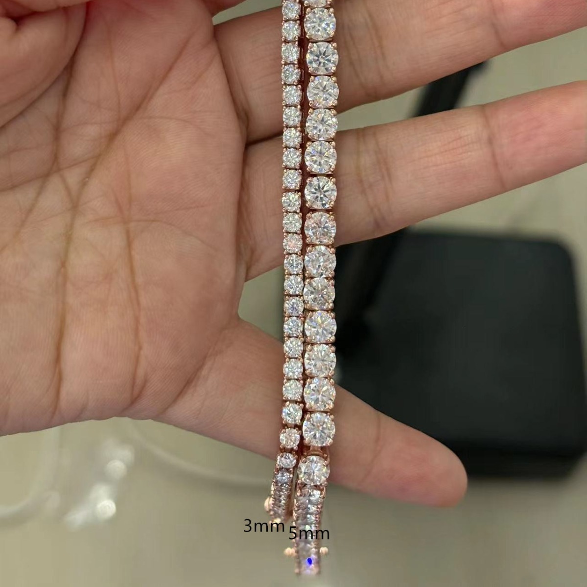 VVS Moissanite Tennis Bracelet and Womens Chain Free Shipping 3MM Sea Blue Moissanite Necklace S925 Silver Inlaid Moissanite Chain Fashion Jewelry Pas