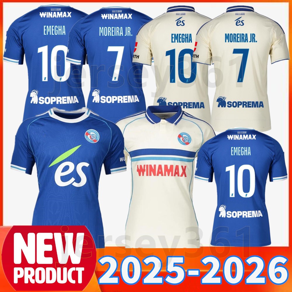 2025 2026 RC Strasbourg soccer jerseys home away jersey 25 26 EMEGHA NANASI PANICHELLI HOGSBERG AMOUGOU OMOBAMIDELE BARCO man football shirts Maillot de foot