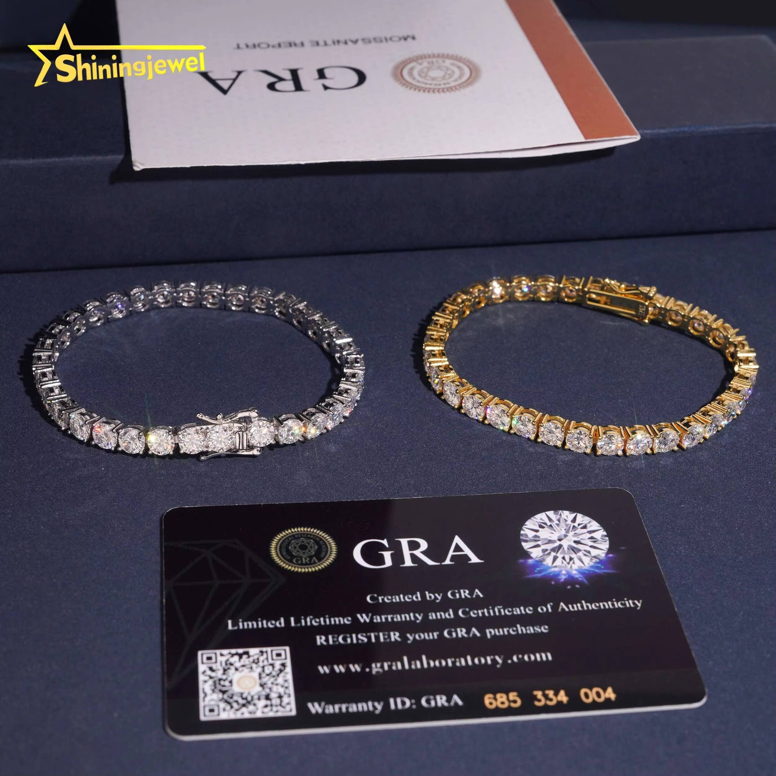 Hip Hop Iced Out 5mm Moissanite Tennis Necklace 925 Silver Men Women VVS Moissanite Tennis Chain Shipped From USA Warehouse