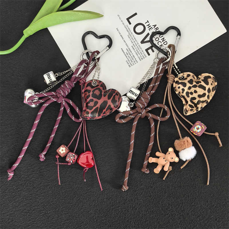 Butterfly Knot Mini Bag Accessories Keychain Pendant Cotton Filled Leopard Print Leather Accessories H250928